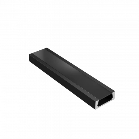 12131b_ch Geniled profile kit for overhead LED strip 16x6x2000 M16 Black with plugs and flat black diffuser 02